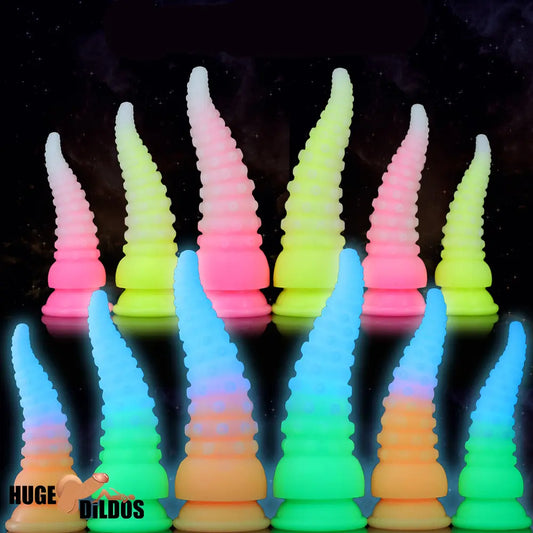 6.42in 7.48in 8.66in Fluorescent Octopus Tentacle Soft Dildo For Men