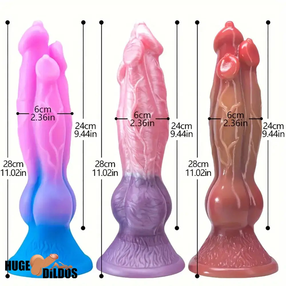 9.44in Colorful Silicone Flexible Fantasy Dog Dildo For BDSM Penis