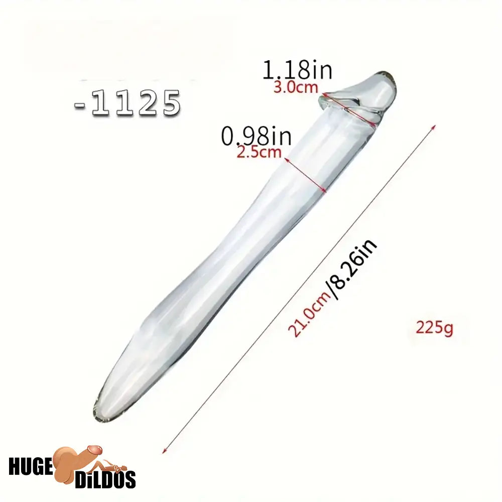 6.49in 8.26in Glass Dual Heads Dildo For G Spot Anal Vaginal Stimulation