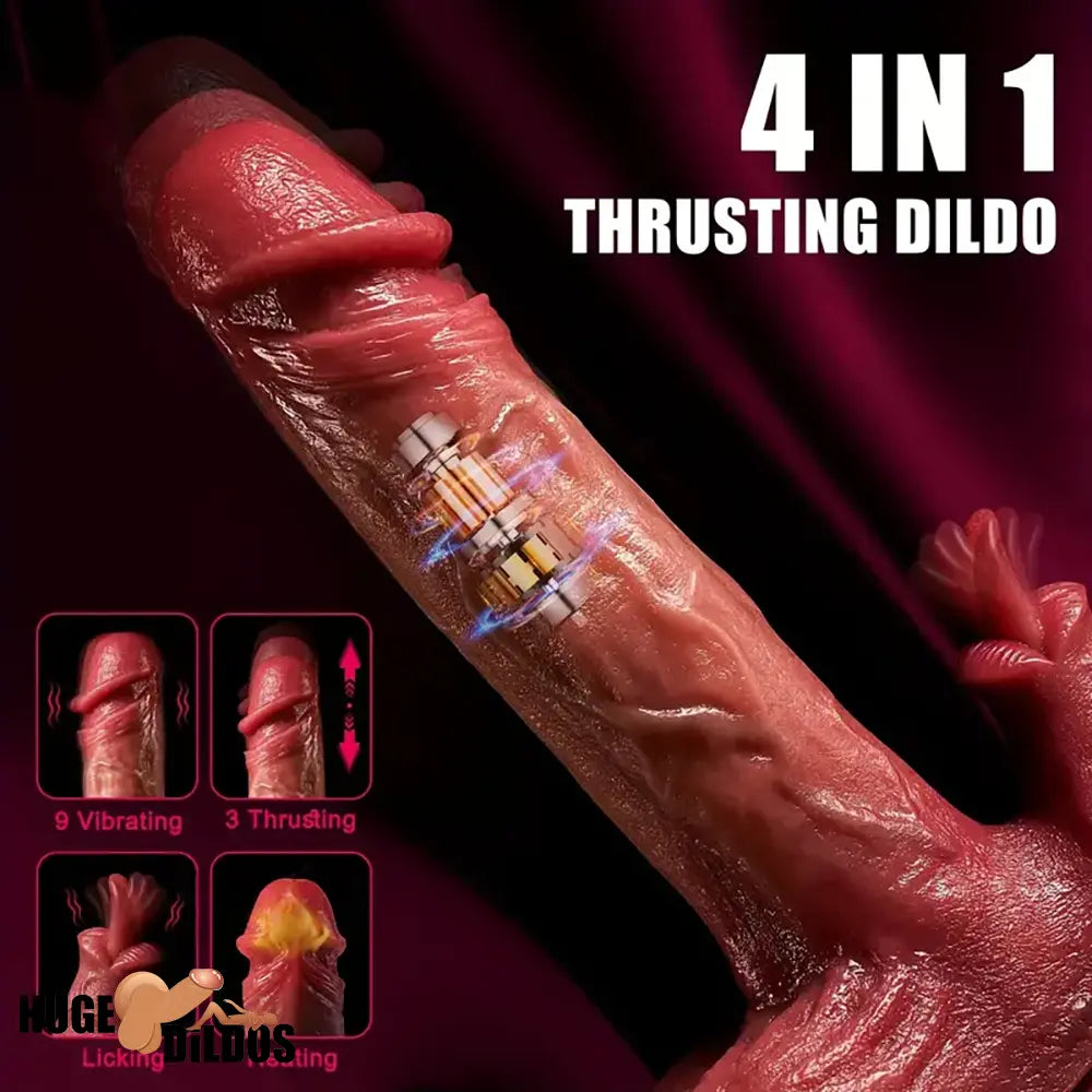8.66in Realistic Thrusting Licking Heating Vibrator Cock Dildo For Clit