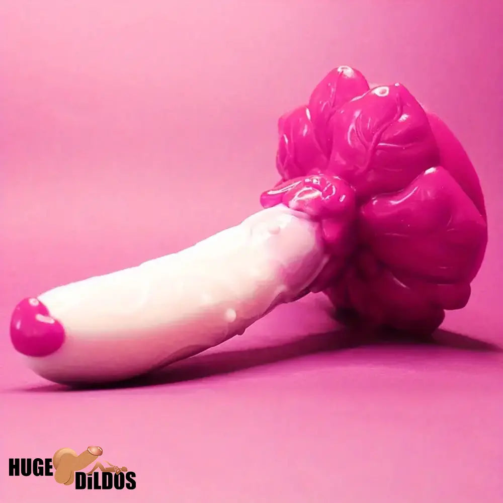 7.4in Soft Flexible Silicone Rose Shape Colored Particles Fantasy Dildo