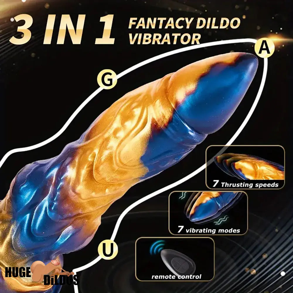 9.25in 3in1 Fantasy Monster Thrusting Dildo Vibrator For Prostate Massager