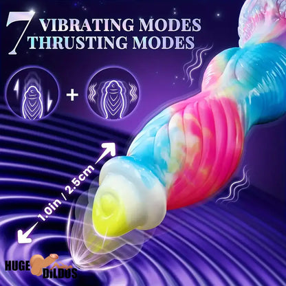 10.2in Fantasy Big Soft Silicone Monster Thrusting Vibrating Dildo Penis
