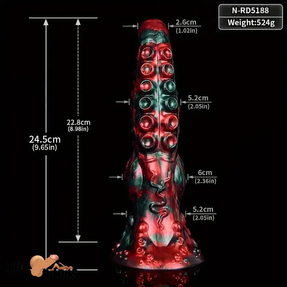 9.65in Silicone Big Soft Thick Tentacle Octopus Monster Dildo Cock