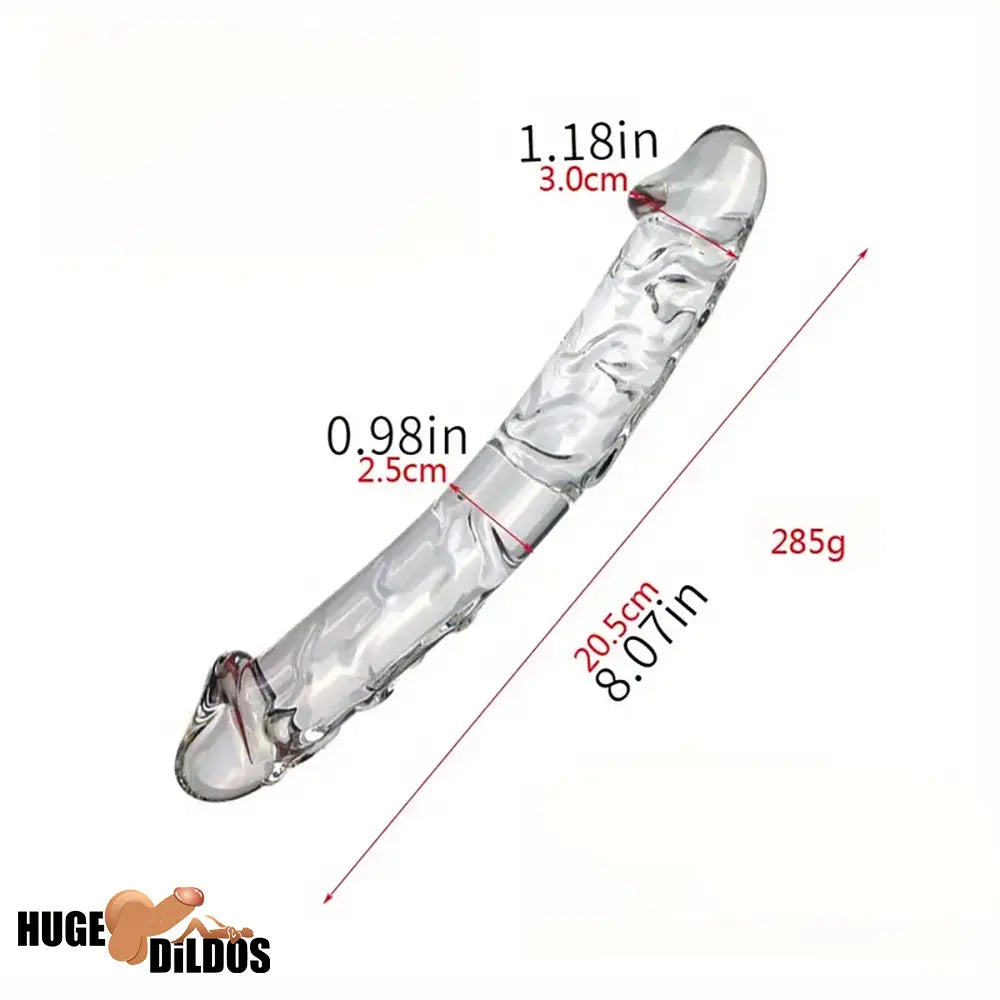 6.49in 8.26in Glass Dual Heads Dildo For G Spot Anal Vaginal Stimulation