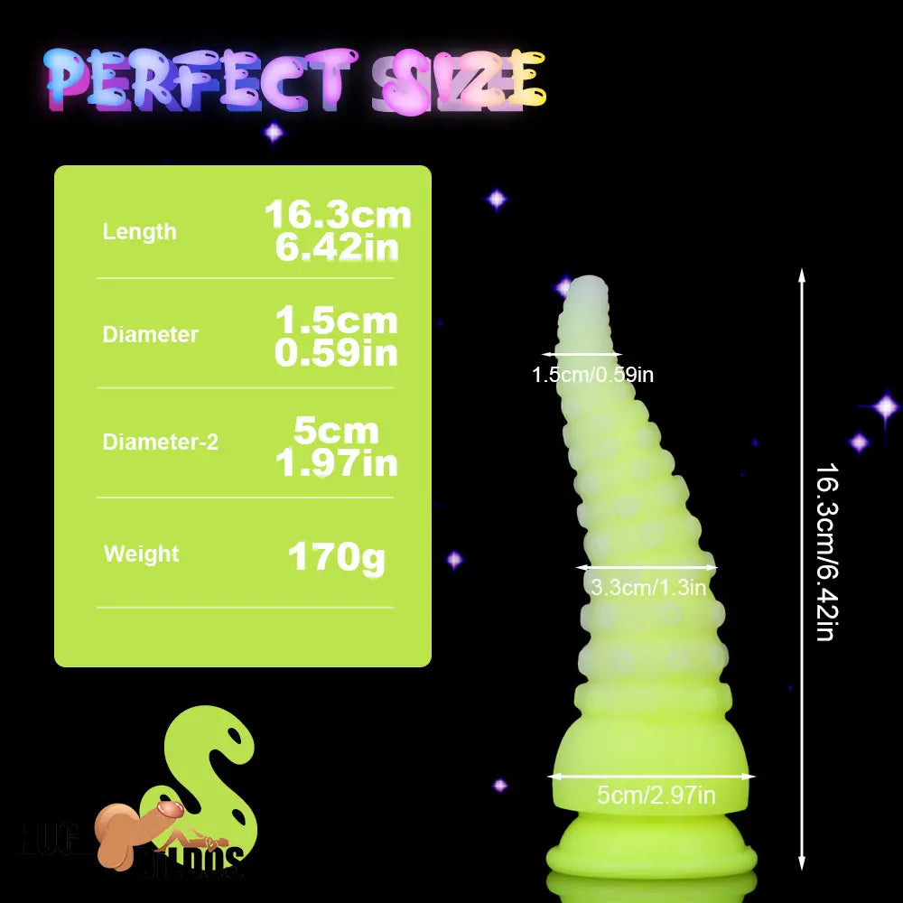 6.42in 7.48in 8.66in Fluorescent Octopus Tentacle Soft Dildo For Men