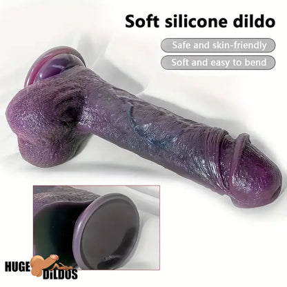 8.66in 8.74in 10.43in Oversized Big Ebony Silicone Flexible Dildo