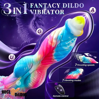 10.2in Fantasy Big Soft Silicone Monster Thrusting Vibrating Dildo Penis