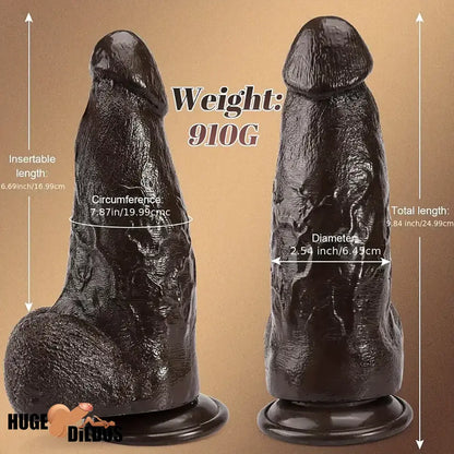 9.84in Superb Skin Sensation Real Thick Ebony Lifelike Dildo For Female