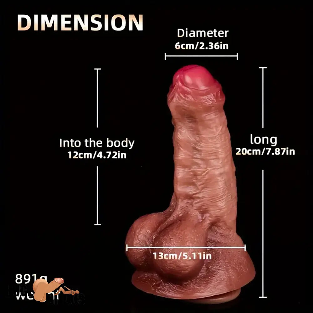 7.87in Superb Skin Thick Real Feeling Lifelike Silicone Dildo For Women