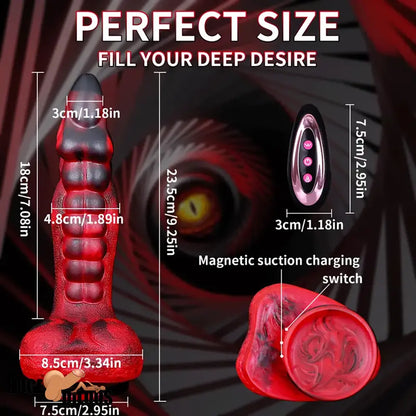 9.25in Retractable Heating Remote Control Vibrating Silicone Dildo Cock