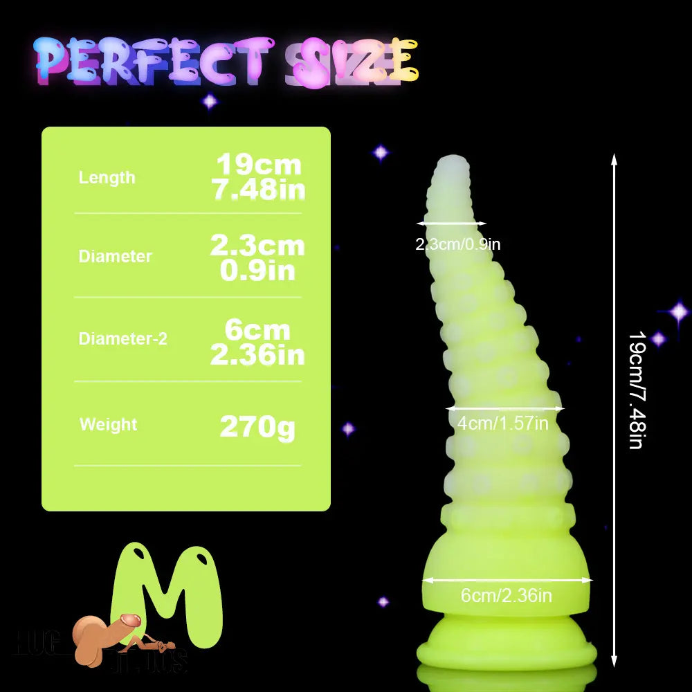 6.42in 7.48in 8.66in Fluorescent Octopus Tentacle Soft Dildo For Men