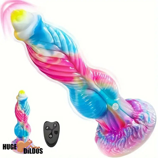 10.2in Fantasy Big Soft Silicone Monster Thrusting Vibrating Dildo Penis