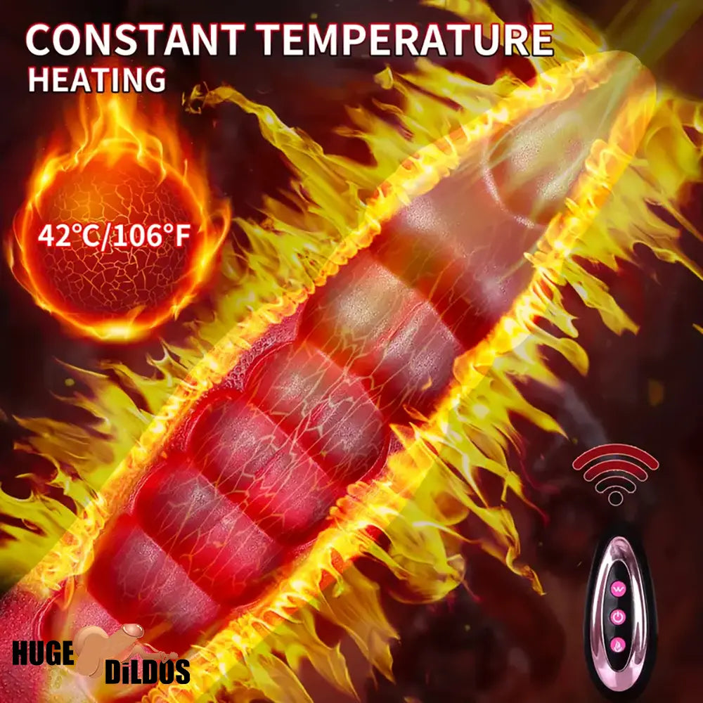 9.25in Retractable Heating Remote Control Vibrating Silicone Dildo Cock