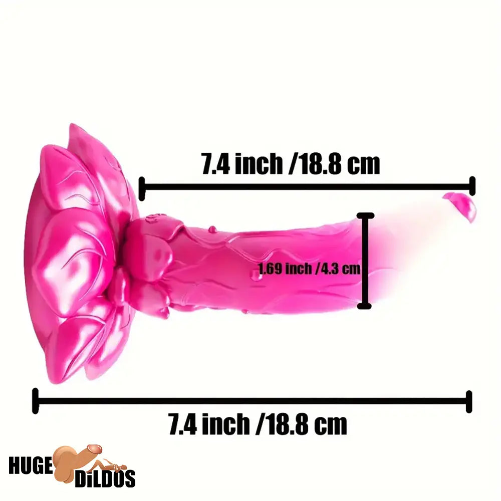 7.4in Soft Flexible Silicone Rose Shape Colored Particles Fantasy Dildo