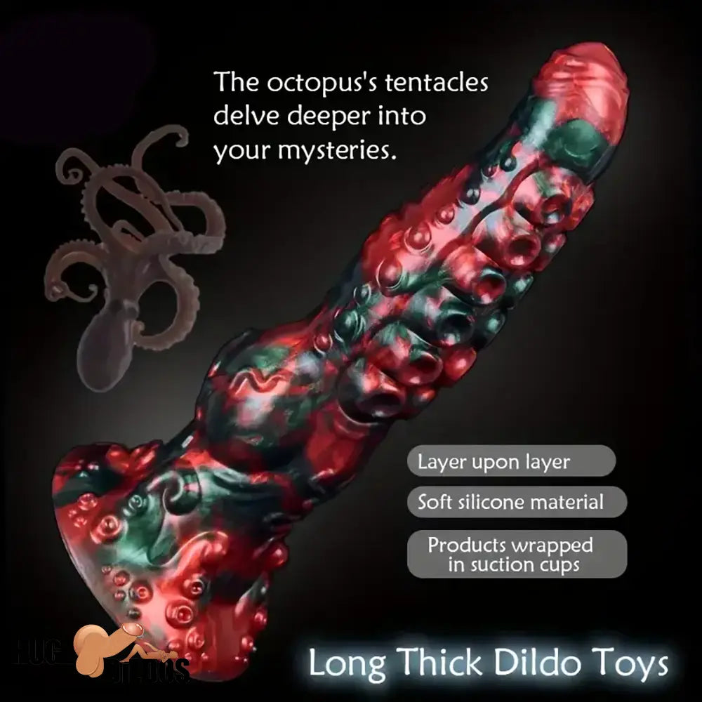 9.65in Silicone Big Soft Thick Tentacle Octopus Monster Dildo Cock