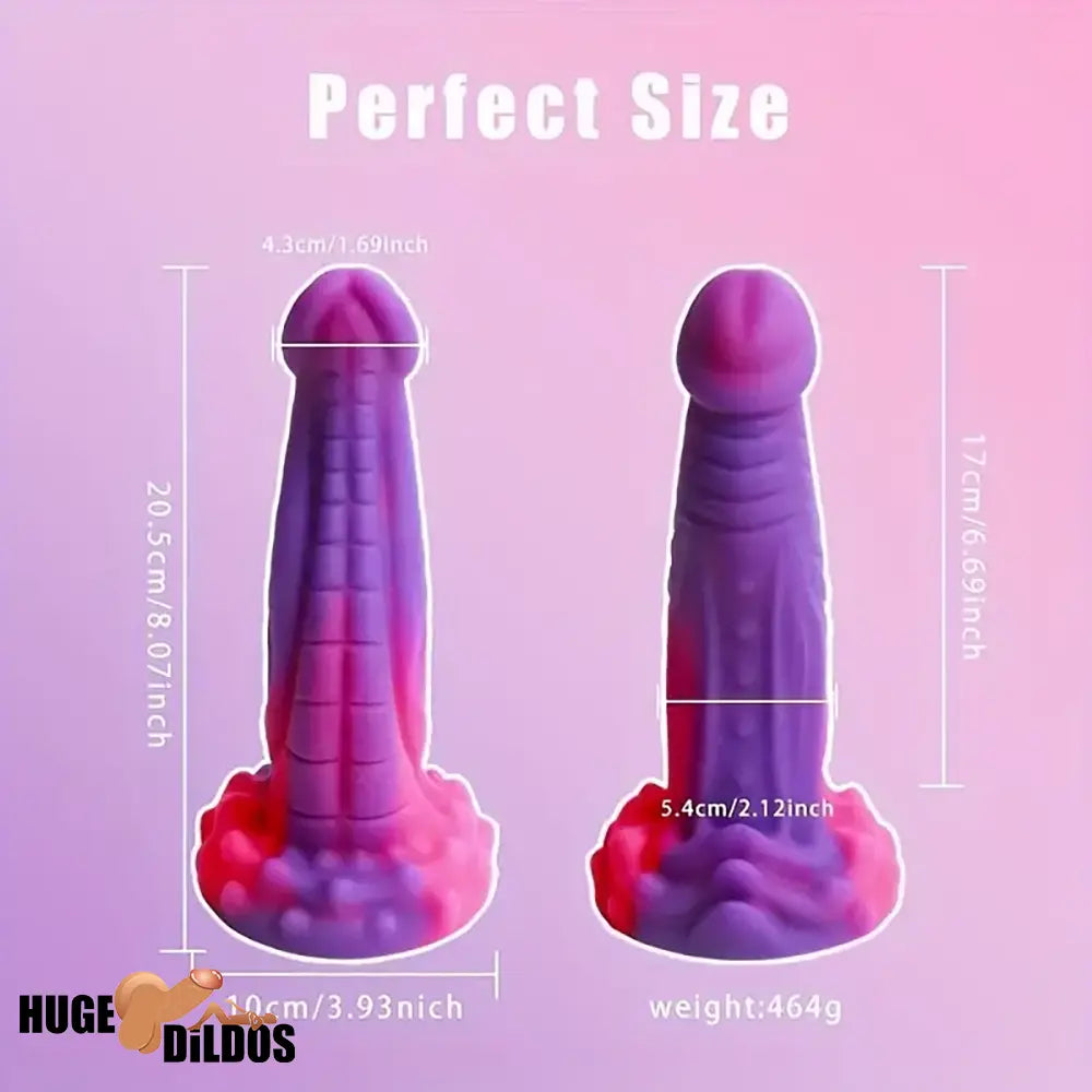 8.07in Fantasy Monster Silicone Soft Big Dildo For Intense Hands-Free Play