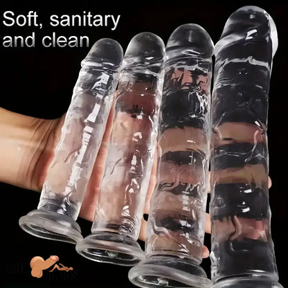 6.3in 7.1in 7.7in 8.5in 9.8in 12in Realistic Clear Cock Dildo With Suction Cup