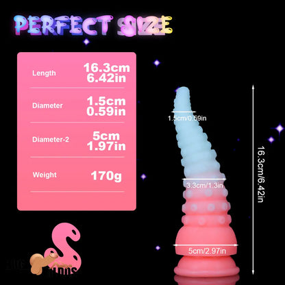 6.42in 7.48in 8.66in Fluorescent Octopus Tentacle Soft Dildo For Men