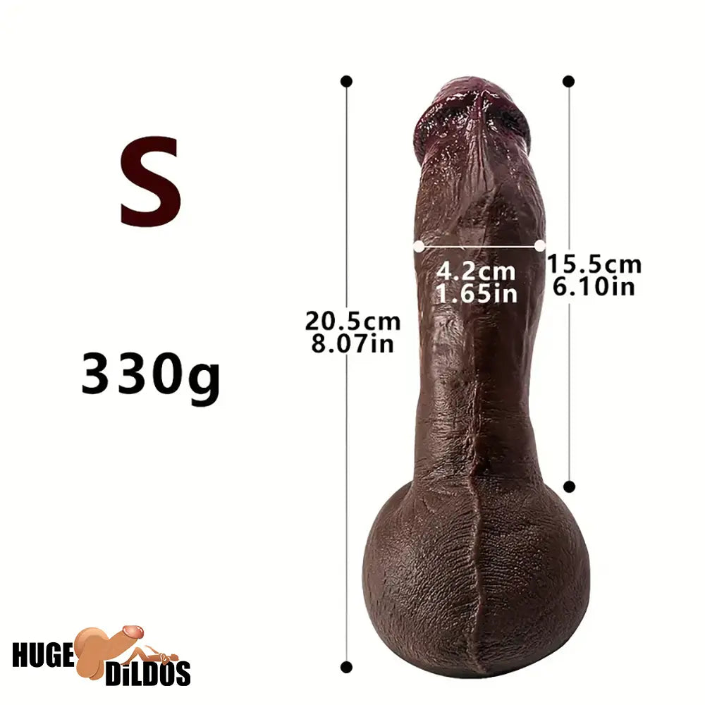 8.07in 8.66in 9.44in Ebony Silicone Soft Real Big Dildo For Prostate Sex