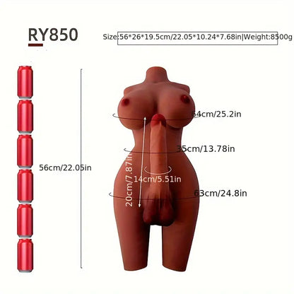 7.09in 7.87in Realistic Silicone Dildo With Sex Doll Torso For Gay Men