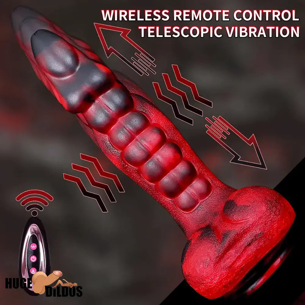 9.25in Retractable Heating Remote Control Vibrating Silicone Dildo Cock