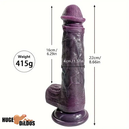 8.66in 8.74in 10.43in Oversized Big Ebony Silicone Flexible Dildo