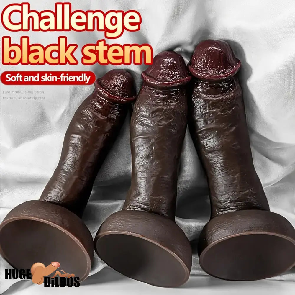 8.07in 8.66in 9.44in Ebony Silicone Soft Real Big Dildo For Prostate Sex