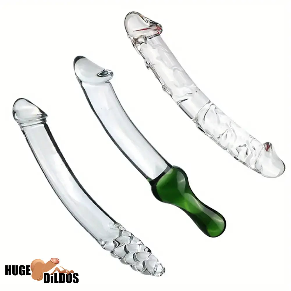 6.49in 8.26in Glass Dual Heads Dildo For G Spot Anal Vaginal Stimulation