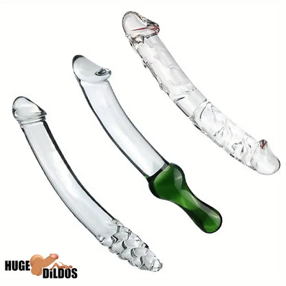 6.49in 8.26in Glass Dual Heads Dildo For G Spot Anal Vaginal Stimulation