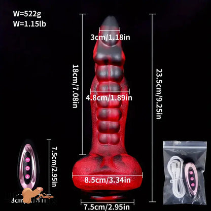 9.25in Retractable Heating Remote Control Vibrating Silicone Dildo Cock