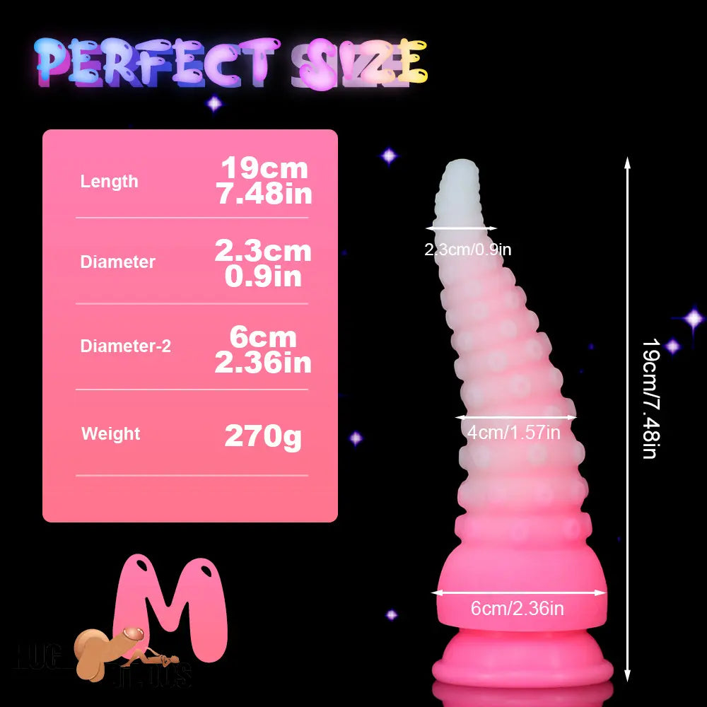 6.42in 7.48in 8.66in Fluorescent Octopus Tentacle Soft Dildo For Men