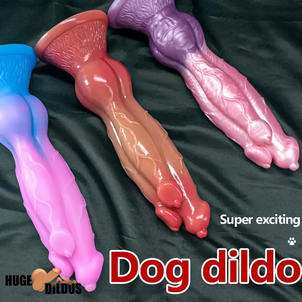 9.44in Colorful Silicone Flexible Fantasy Dog Dildo For BDSM Penis