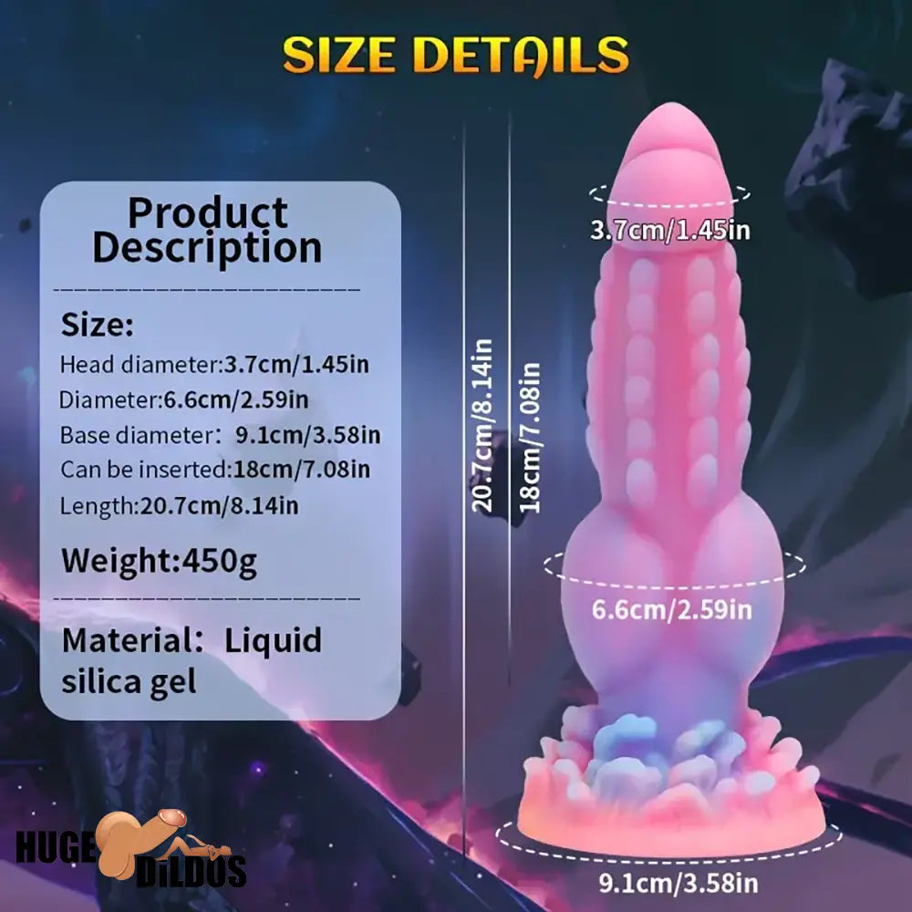 8.14in Fantasy Silicone Flexible Fantasy Big Luminous Monster Dildo