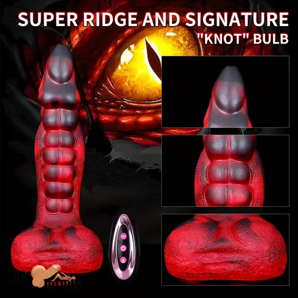 9.25in Retractable Heating Remote Control Vibrating Silicone Dildo Cock